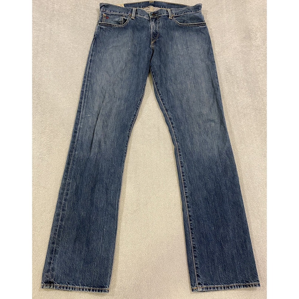 Polo Ralph‎ Lauren Men's Denim Blue Jeans HAMPTON STRAIGHT Size 34x34 distressed